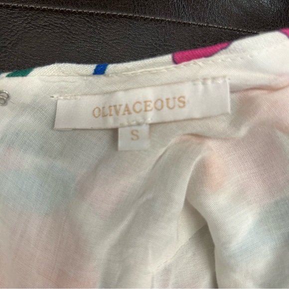 Olivaceous Linen Blend Floral Romper Tie Ruffles Adj Strap V-neck Halter Style S - Picture 10 of 14